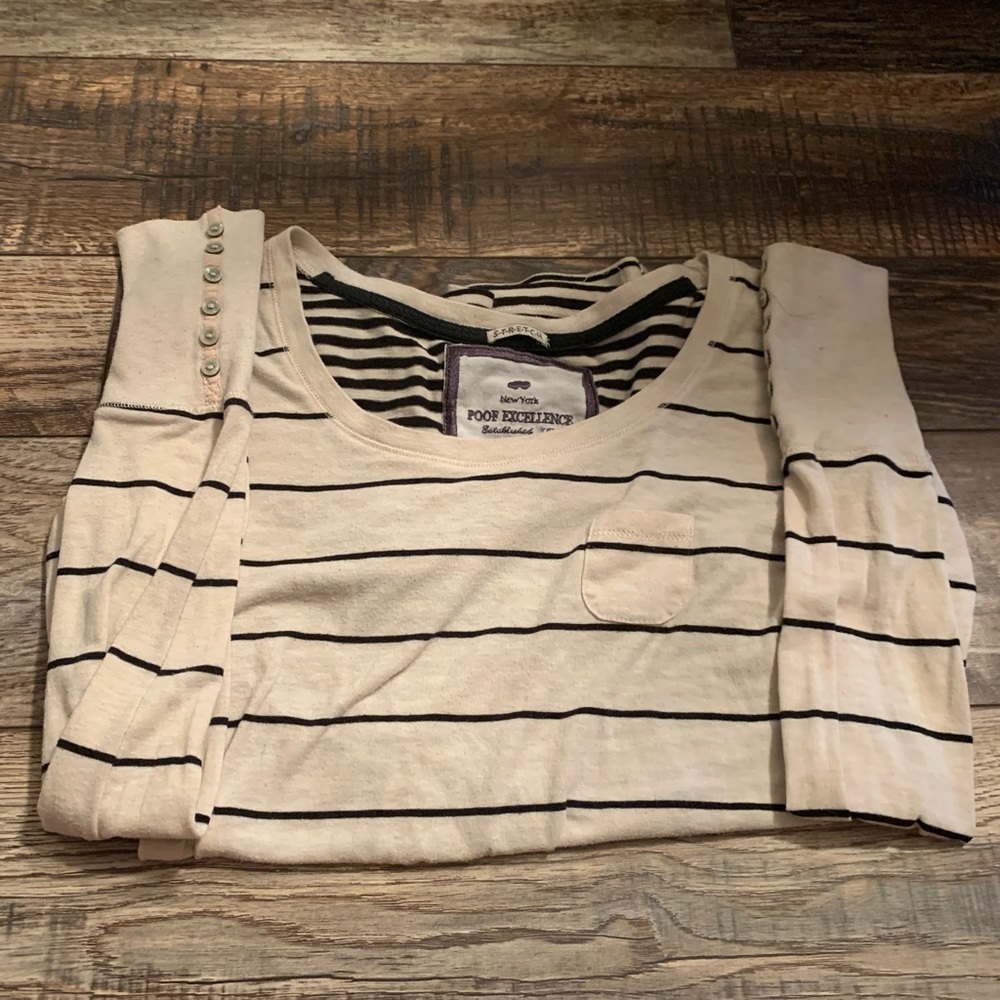 White and black stripped long sleeve shirt